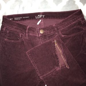 Ann Taylor LOFT Modern Skinny Ankle Cords Zipper